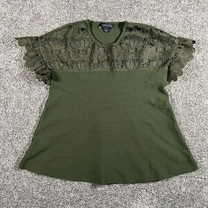 Ann Taylor Olive Lace Accent Blouse